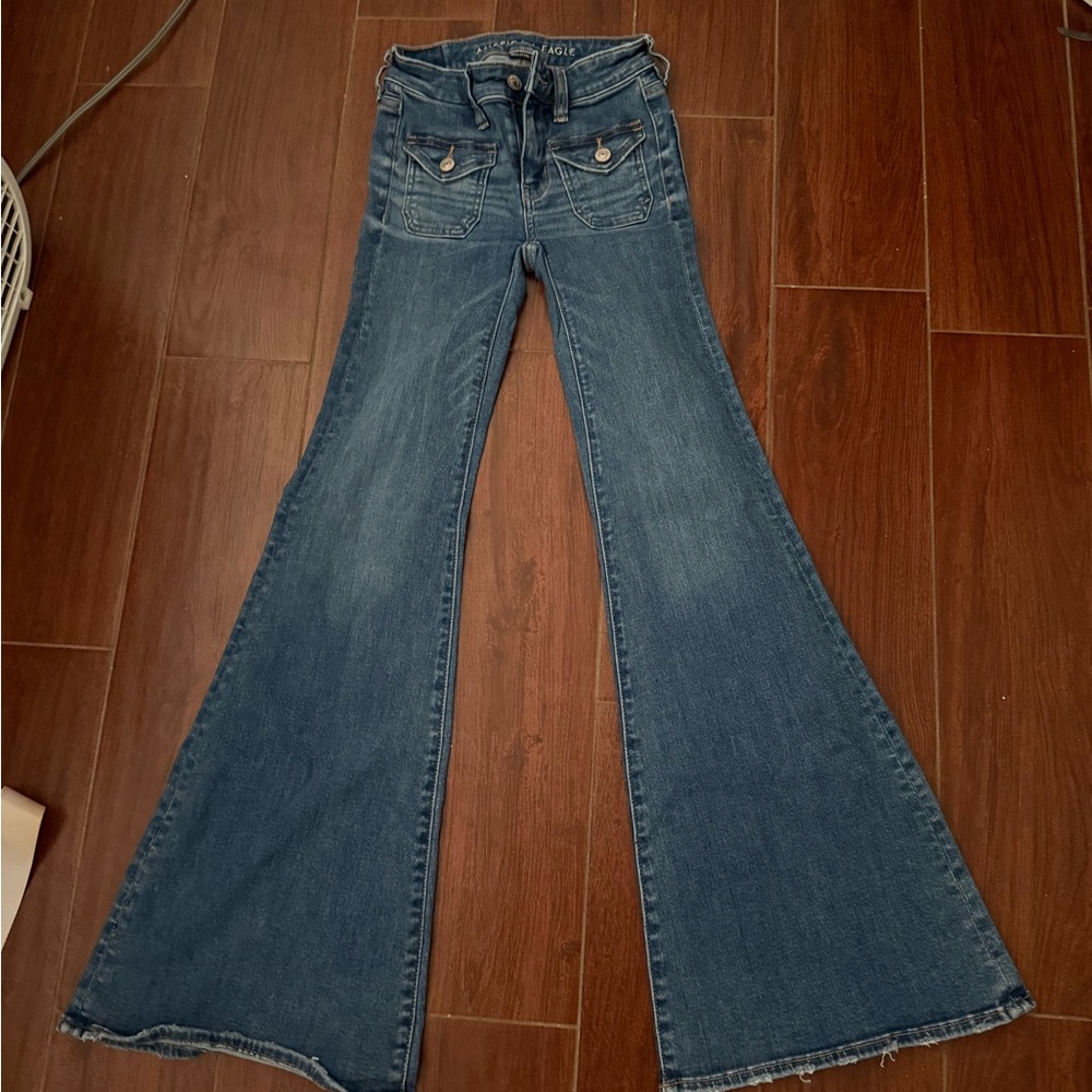 American Eagle Outfitters Dark Blue Wide Leg Jeans